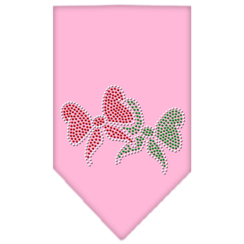 Christmas Bows Rhinestone Bandana Light Pink Small